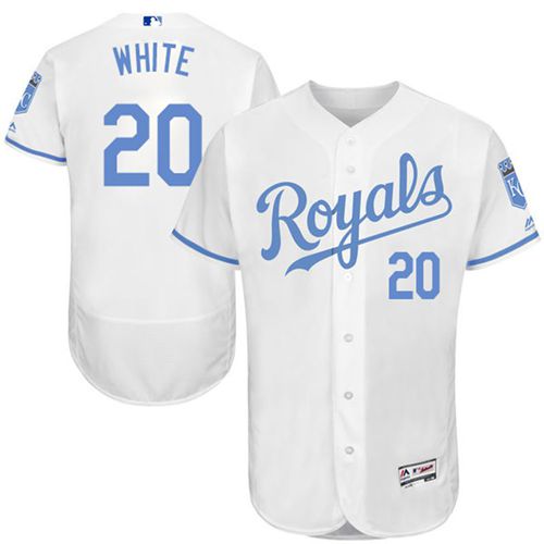 Royals #20 Frank White White Flexbase Authentic Collection Father's Day Stitched MLB Jersey